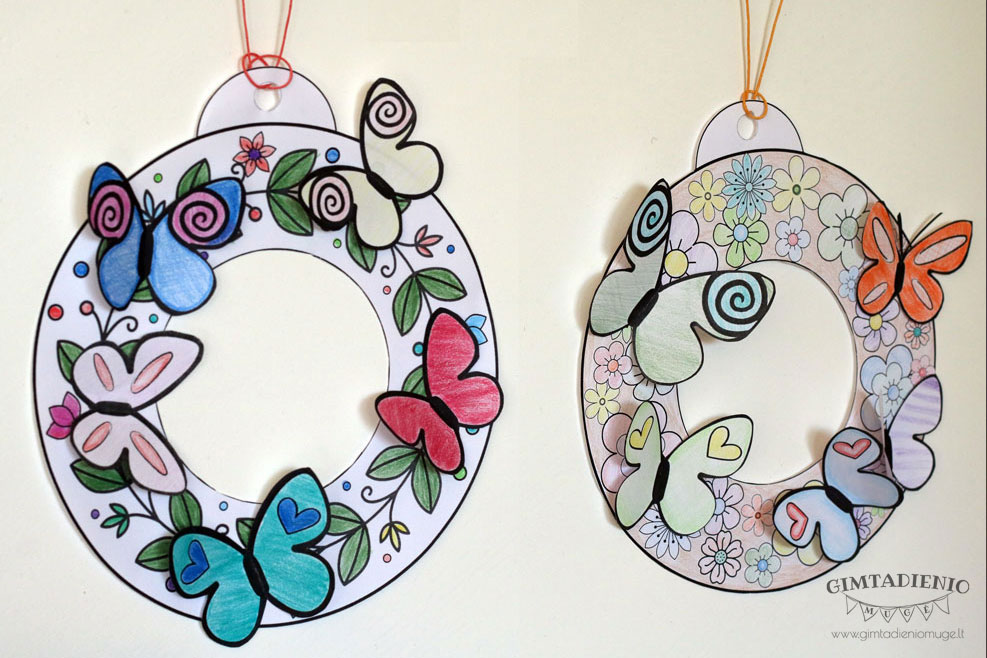 gėlės drugeliai 3d spalvinimas kūrybinė pdf užduotis