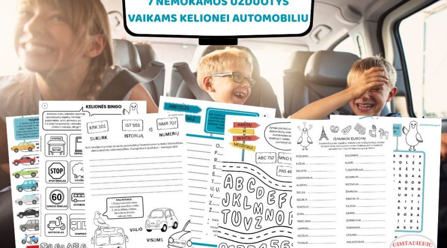 kelionė automobiliu su vaikais žaidimai užduotys