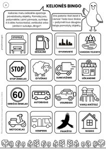 kelionės bingo vaikams